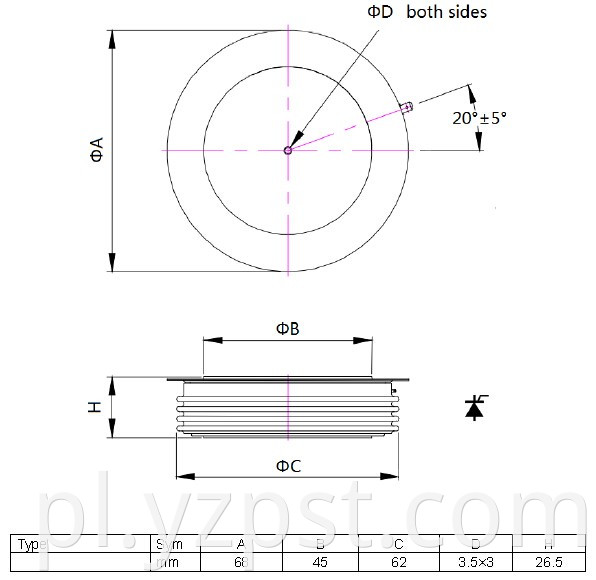 High Voltage Thyristor Control SCR kp1000A 6500V